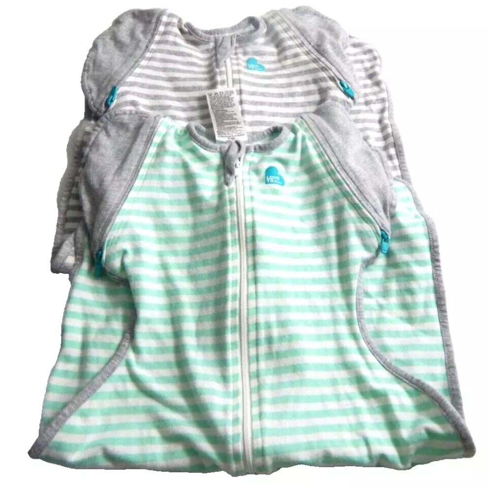 Love to Dream Gray and Mint Striped Sleep Sacks